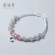 Tình yêu Lodge s925 Bạc Moonstone Labradorit Vòng Đeo Tay của Phụ Nữ Kim Cương Trăng Cong Dâu Tây Pha Lê Tay Trang Trí Vòng đeo tay Clasp