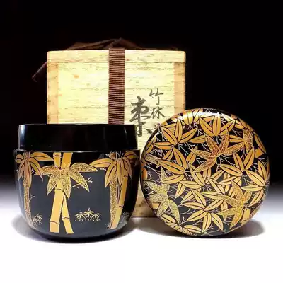 Japanese vintage high-grade lacquered wooden gold painted tea cans tea set