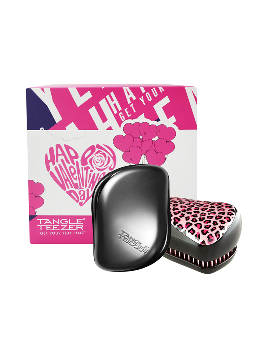 Tangle Teezer 磨砂银+粉红豹情人美发梳套组