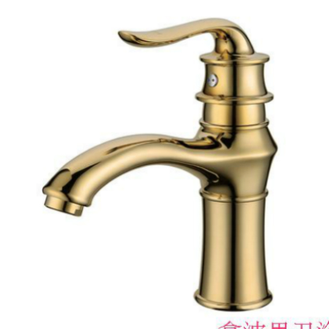Golden single to single-hole hot and cold water-mixing classical surface basin tap antique bath cabinet tap with pori 2102