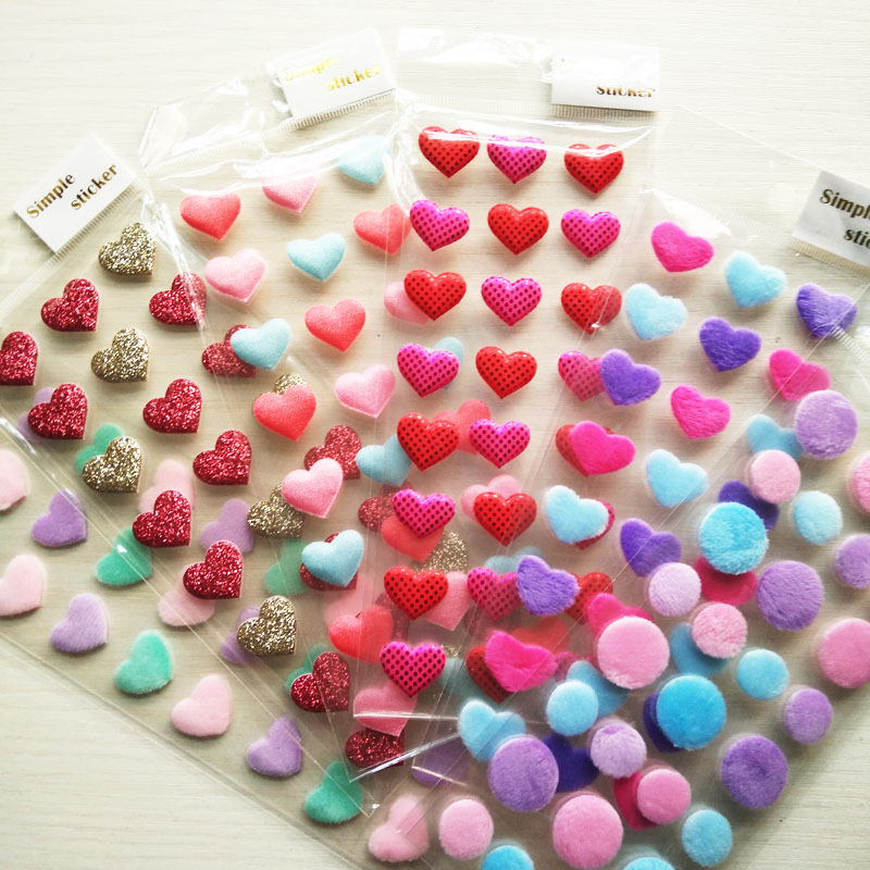 Universal all-match cute shiny fabric peach heart star pennant decorative sticker