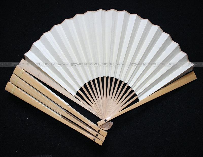 Jade Bamboo Fan Primary Wen Play paper folding fan 8 inch angle nail water grinding jade bamboo fan blank fan