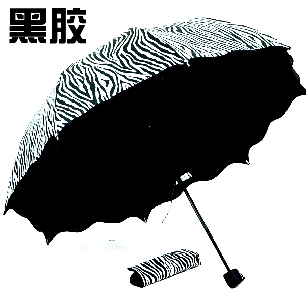Black and White Leopard Print Ruffled Umbrella, 70% off Fold Sun Umbrella with Black Coating, Super Strong Sun Protection, Uv Protection, Free Shipping