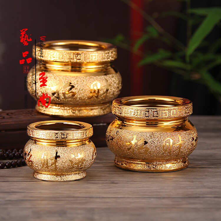 Household supplies ceramic gold-plated incense burner attracts wealth and treasure lotus incense burner inserts incense burner to worship the God of Wealth