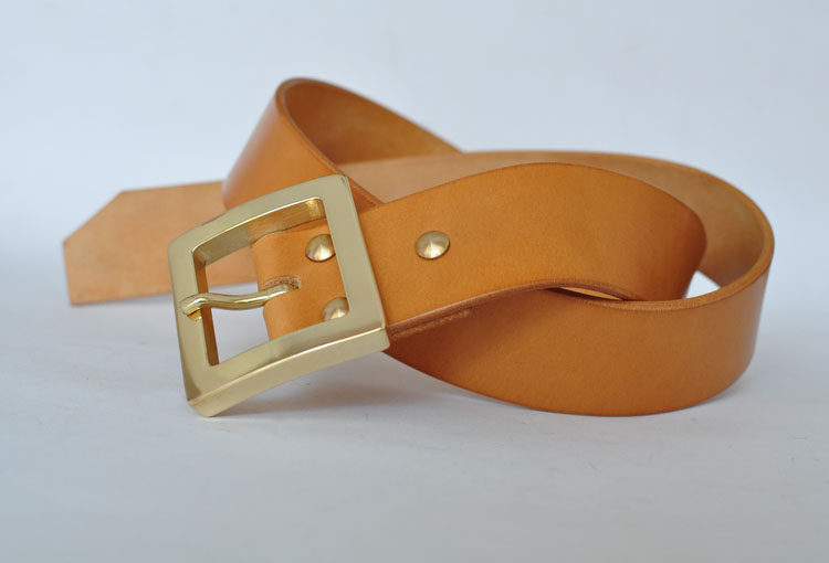 Muzi handmade men's cattle trend Italian vegetable tanned leather belt Copper plate cutting bright noodles hot in the store