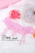 Ảo lưới gợi cảm garter thong (đen / hồng)