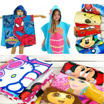 Children's bath towel cotton towel cartoon bathrobe baby cloak hooded beach towel swimming cloak absorbent bathrobe