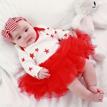 Spring climbing clothes Baby Full Moon 100 days dress ha clothes baby triangle bag fart conjoined yarn dress ha