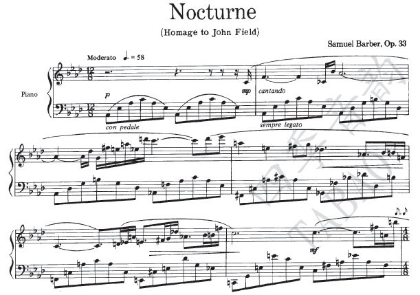 Barber Barber Nocturne Op 33 Night of the Piano Solo Spectrum