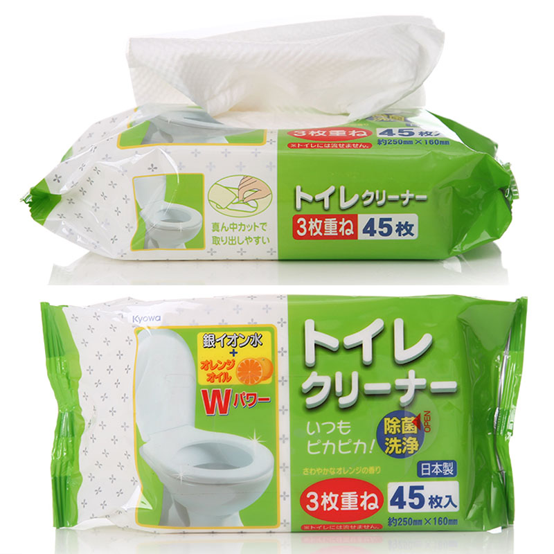 日本马桶除菌清洁湿巾坐便器消毒杀菌马桶湿巾一次性清洁巾45枚入