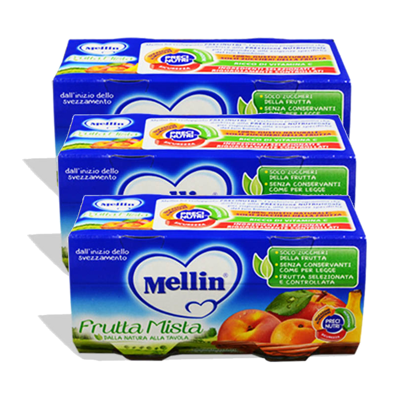 意大利Mellin美林混合水果泥婴幼儿辅食（4个月以上）100gx2/组*3