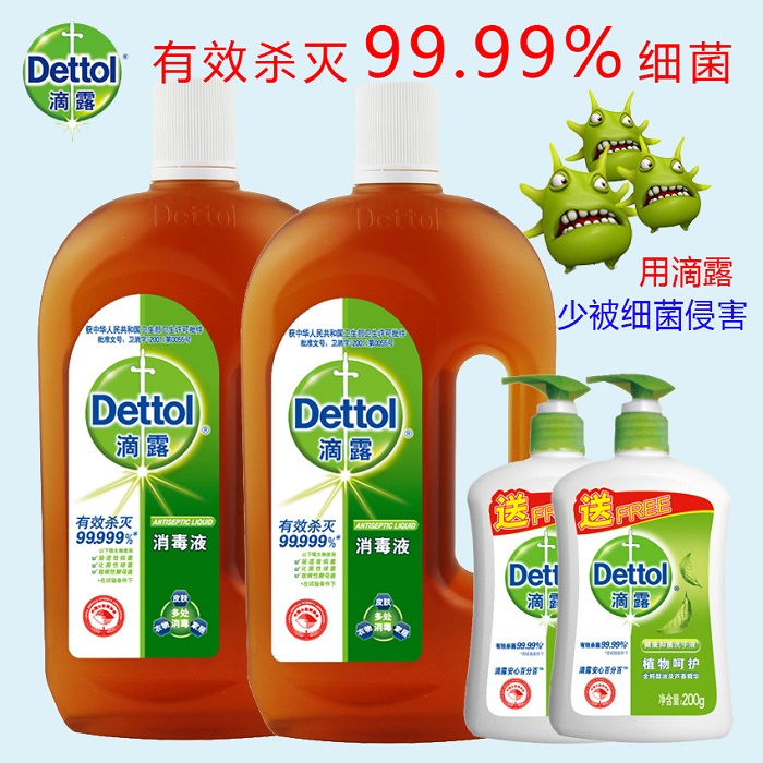 包邮 滴露 消毒液750ml*2+洗手液200g*2 皮肤衣物家居杀菌消毒水