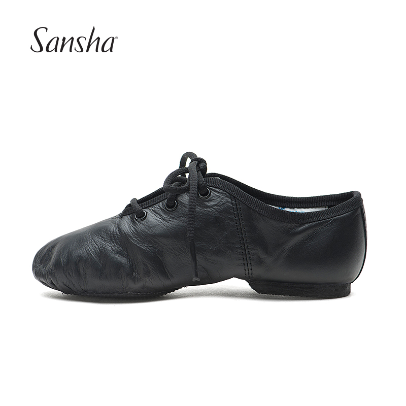 Sansha French Sansha jazz shoes Leather children's soft-soled modern dance shoes Lace-up yoga shoes Dance shoes