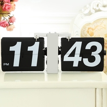 Large page turning clock living room wall clock creative ornaments watch clock clock personality modern mechanical clock simple atmospheric clock