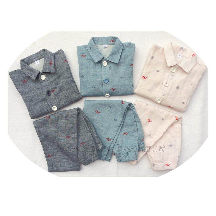 Foreign Trade Export Organic Cotton Knotting Fabric (Double Yarn Weaving) Home Clothes and Pajamas Sets for Children and Boys