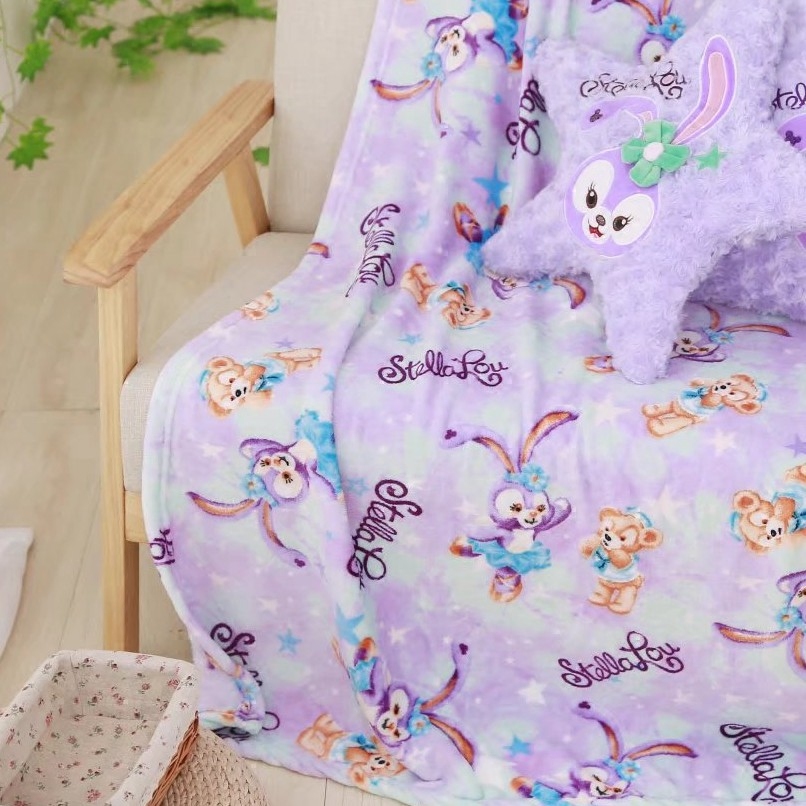 Purple Plush Blanket Summer Soft Cute Rabbit Small Bear Cartoon Flannel Air Conditioning Blanket Single Blanket Cover Blanket
