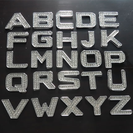 超闪水晶钻石字母贴 汽车英文装饰贴 符号字母车贴 数字金属标贴