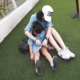Phụ huynh trẻ em quần áo mùa xuân 2017 phong cách mới Li Xiaolu ngọt ngào xin cùng một đoạn cô gái áo sơ mi denim dài giữa váy trẻ em váy - Trang phục dành cho cha mẹ và con
