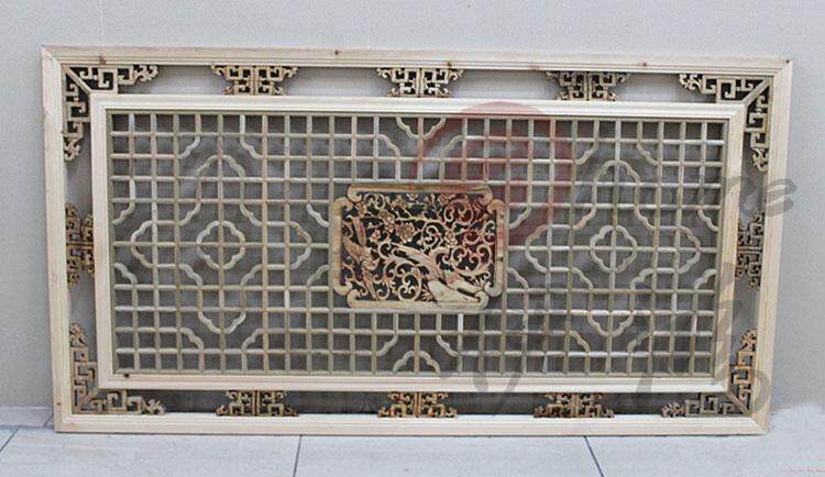 East Yang Wood Carving Imitation Ancient Doors And Windows Horizontal Screen Pendant TV Background Wall Partition Chinese Partition Solid Wood Flower