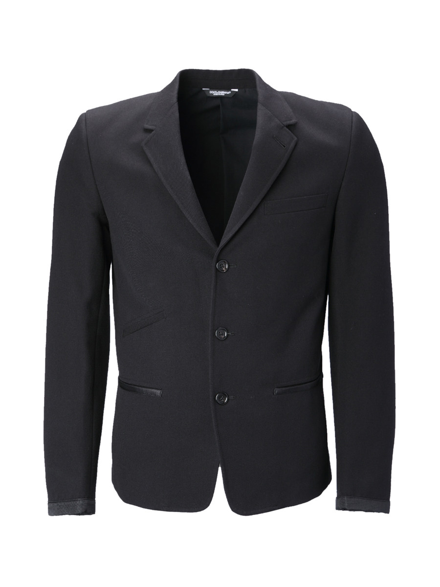 Dolce&Gabbana 黑色平驳领三粒扣饰修身西装外套