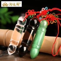 Natural obsidian white crystal Wenchang pen jade pendant Student pendant Carry jade pen pendant necklace pendant