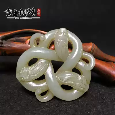 Ancient Jade old jade antiques Miscellaneous Fidelity Hetian Jade antique three dragon shaped jade Pei hollow jade dragon pendant pendant