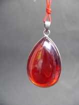 Tibetan silver inlaid red zircon pendant