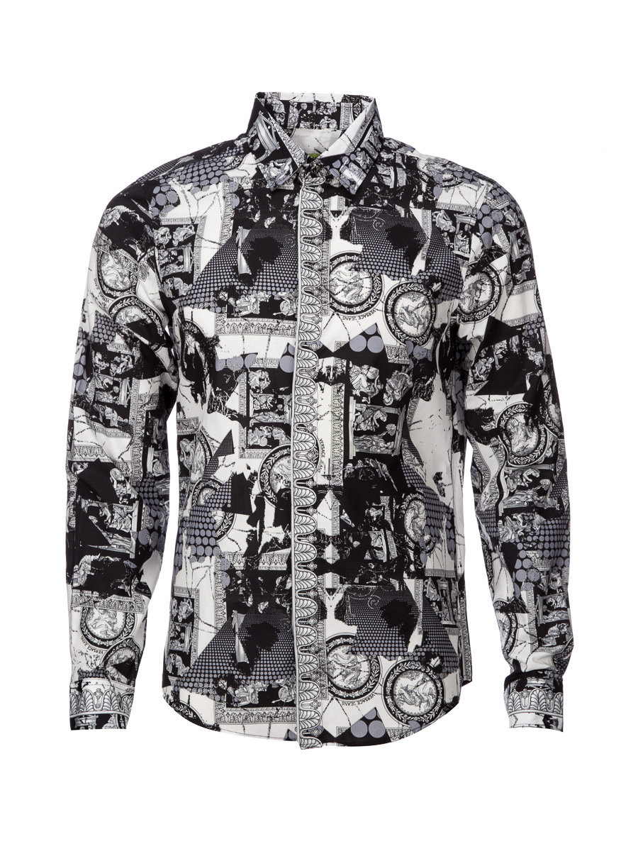 versace jeans 混色印花设计长袖全棉衬衫