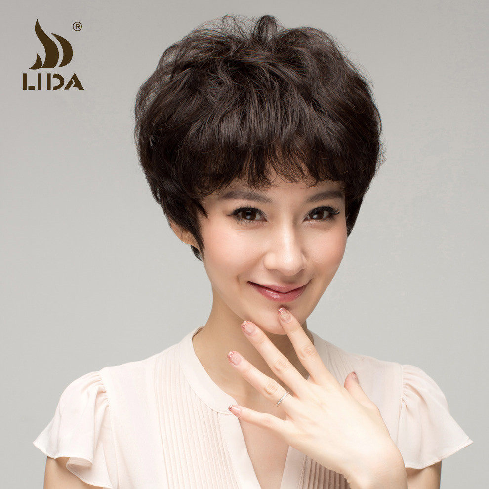 利达真发假发 短发蓬松 妈妈假发 短发 女 短假发 中老年假发套
