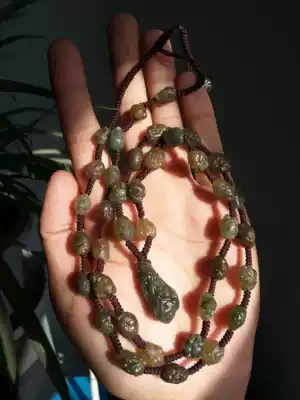 Special Alxa Gobi agate flower stone Mongolian Meridian original stone hand pendant necklace