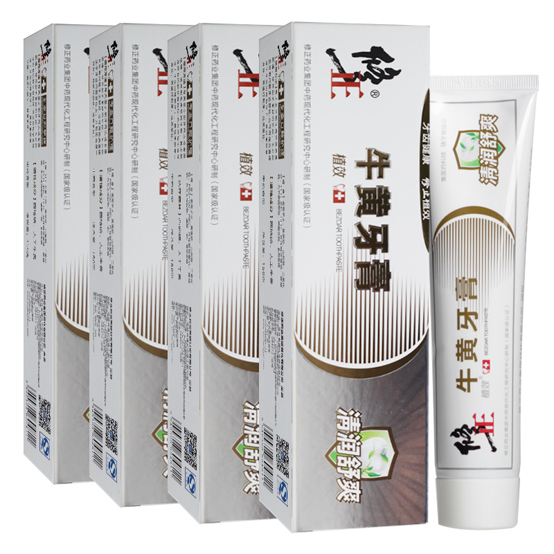 4支装 修正植效牛黄牙膏 150克*4支 清火舒爽中药香型 清润舒爽