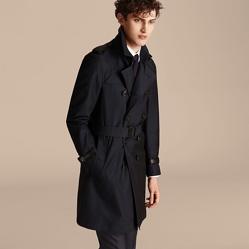 BURBERRY 皮革装饰棉质嘎巴甸风衣 40197151赠香水4支(限量100套)