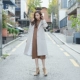 MIXDEMIND 复古 Áo khoác len retro Hepburn nữ nhỏ tươi, thắt lưng dày, dài đoạn thu đông áo lông cừu Trung bình và dài Coat