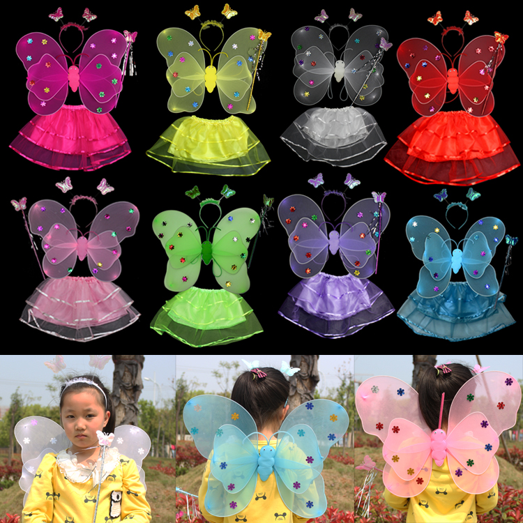 61 children acting out of costume with props double butterfly wings four pieces of girl princess dresses dress dance