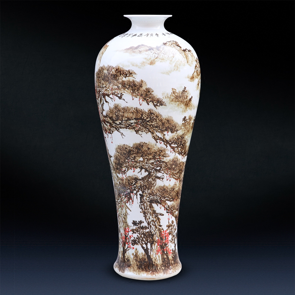 Jingdezhen ceramic vase landed large name plum bottle hand - made scenery surd sitting room place hotel decoration