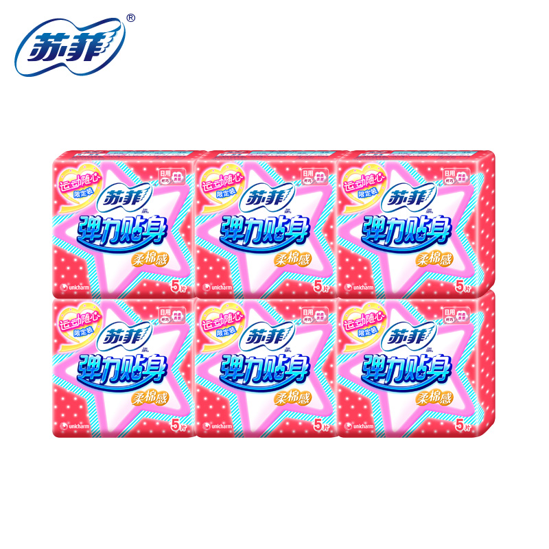 SOFY/苏菲 弹力贴身柔棉感5片 230mm*6包组合