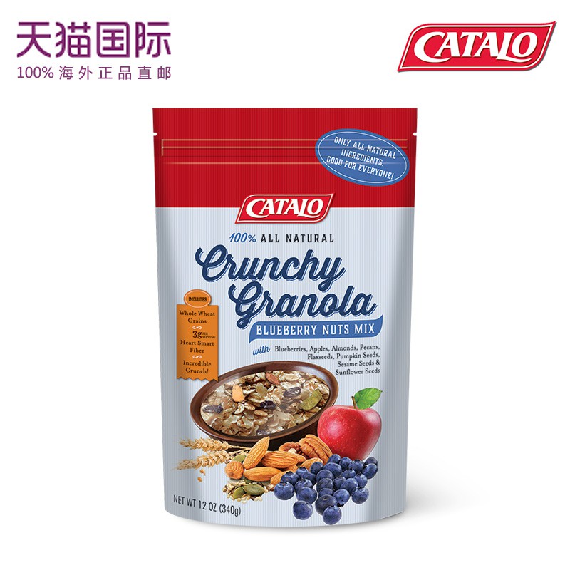 CATALO美国 家得路蓝莓果仁及四籽脆脆燕麦 进口即食麦片 燕麦粉