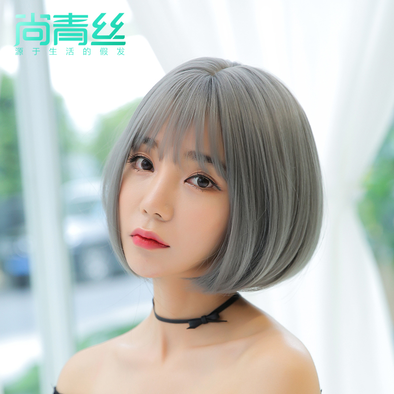奶奶灰假发女短发空气刘海bobo头韩国发型波波头短直发逼真大头皮