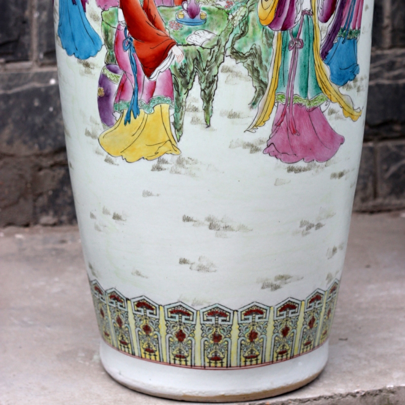 Jingdezhen ceramic hand - made pastel had large vases, home sitting room hotel Chinese flower arranging furnishing articles