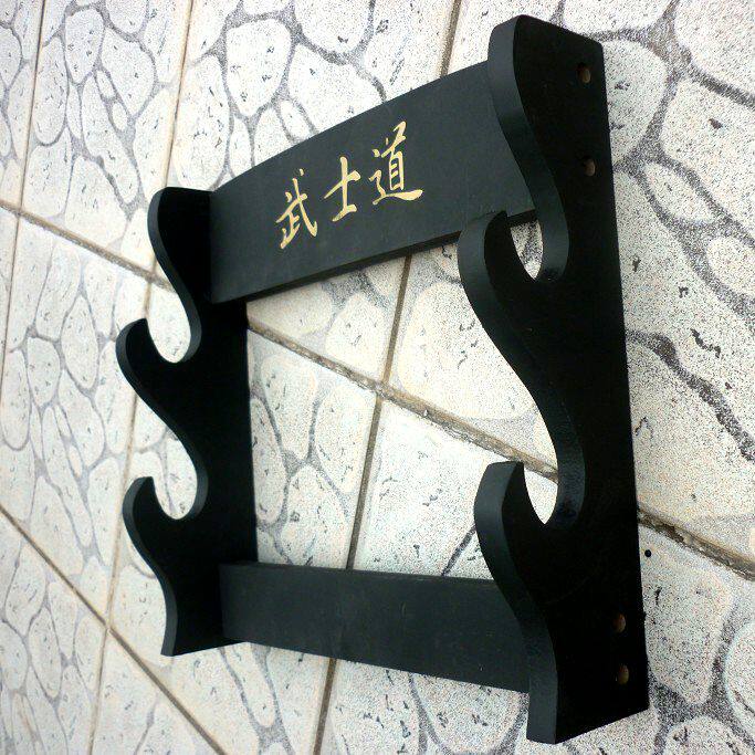 High-end wall-mounted wall-mounted luxury double-knife sword frame-Longquan City Baojian sword 2 layers Racks Weapons display Racks Boutique Solid Wood