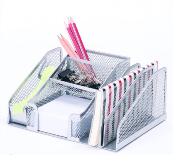 Pen holder stationery creative fashion grid finishing metal hollow storage ornaments Nordic style simple black