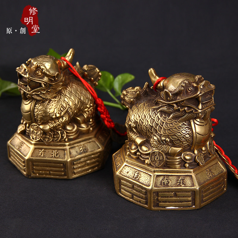 修明堂  招财乾坤八卦貔貅 对皮丘聚财家居摆件 公貔招财母貅守财