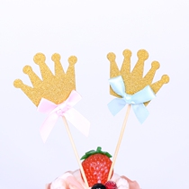 Crown Cake Decoration Inserts Pink Blue Bow Tie Sweets Terrace Decoration Baking Manufacturer Plugins