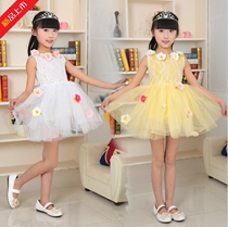 New childrens performance clothes girls princess skirt short sleeves puffy skirt performance dress flower girl dress dance dress