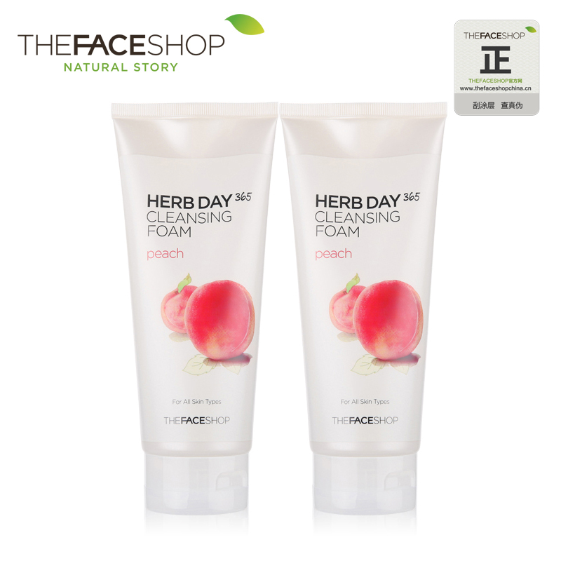 The Face Shop 洗面奶 每日草本水蜜桃泡沫洁面膏2只装 洁面乳