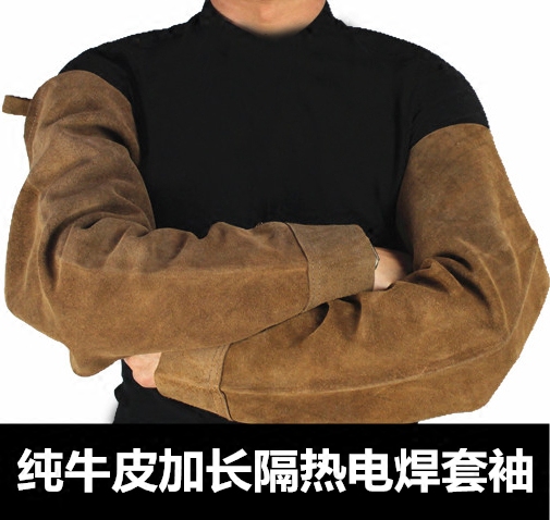 Pure cowhide welding sleeve sleeve Wear-resistant heat insulation anti-scalding high temperature fire flower splash welder arm protection