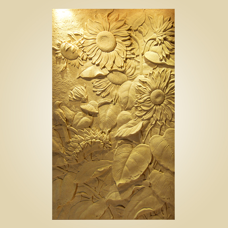 Artificial sand rock relief wall decoration cultural stone wall three-dimensional custom sand rock background wall sunflower