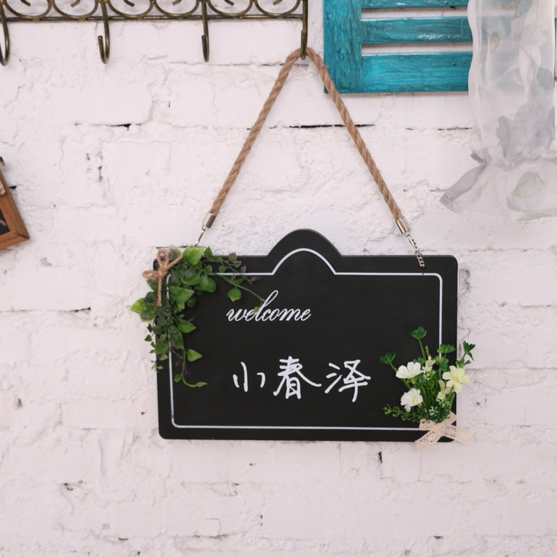 Cafe writing message board Double-sided wooden hanging small blackboard listing shop creative hang card house number business card