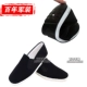 Giày giải phóng màu xanh lá cây vải cổ điển của phụ nữ giày tròn giày phẳng giày quân sự kéo với giày tròn phía dưới giày đàn hồi