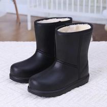 Snow waterproof boots womens cotton boots outdoor mens short winter non-slip warm cotton shoes mid-tube thickened plus velvet flat bottom